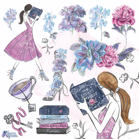 BULK BUY: 100 sheets Purple Reading Garden Stickers