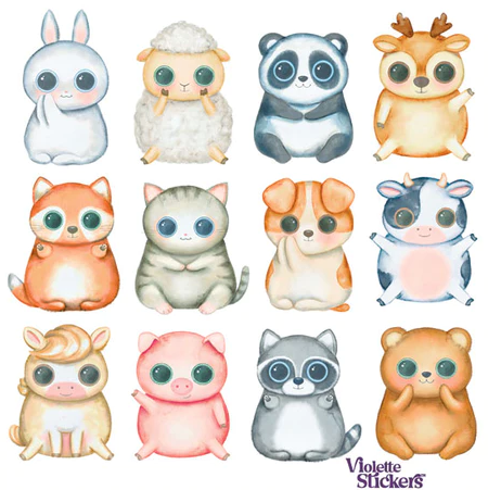 BULK BUY: 50 sheets BIG Eyed Animal Stickers