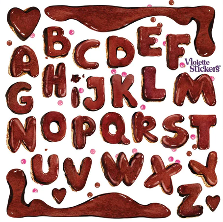BULK BUY: 100 sheets Chocolate ABC's Stickers