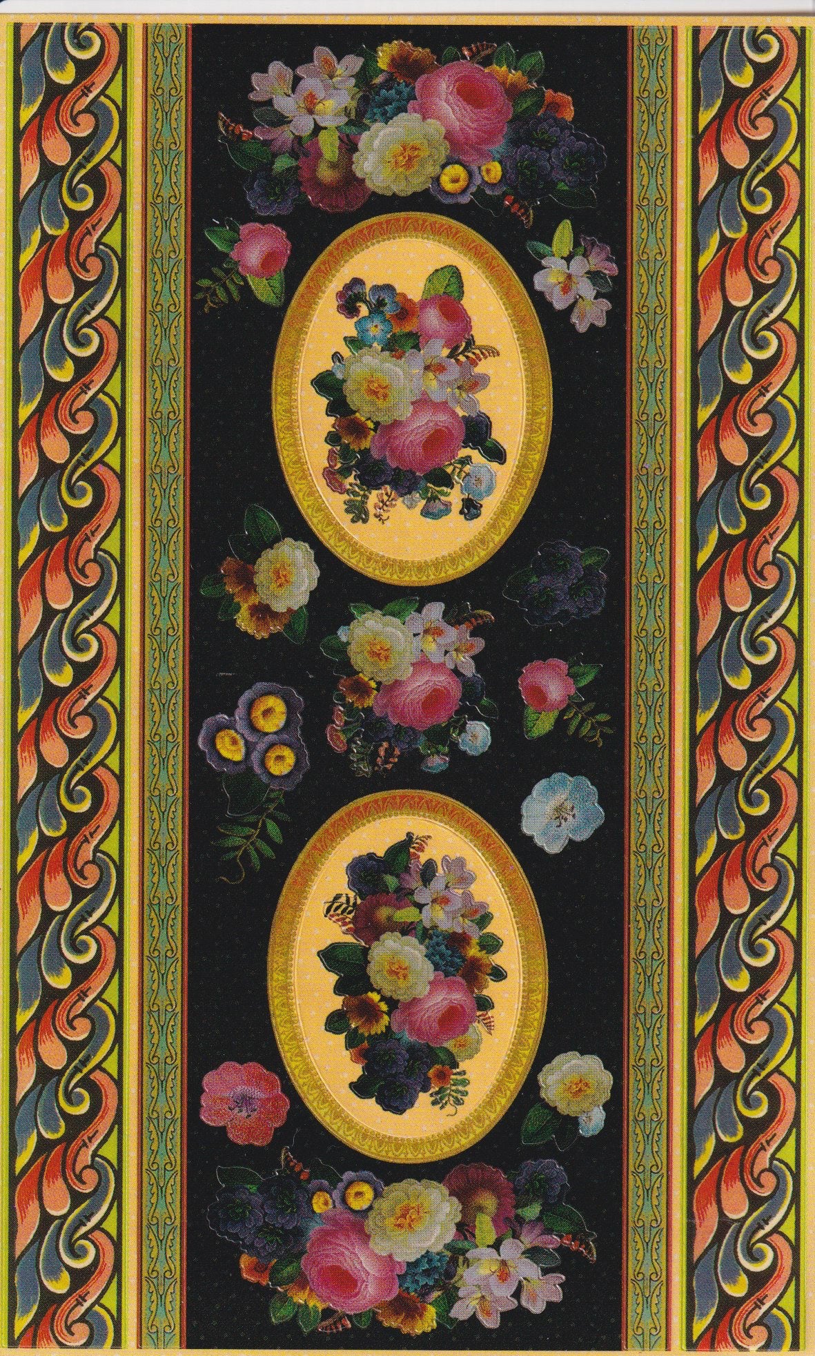 GIFTED LINE: Detailed Victorian Border Roses Black and gold