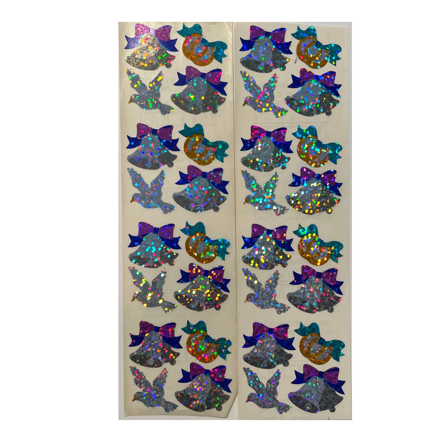 HAMBLY: Bells with bows and Dove glitter stickers