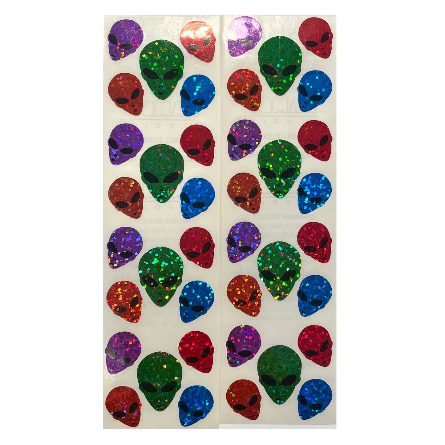 HAMBLY: Alien head multicolor glitter stickers