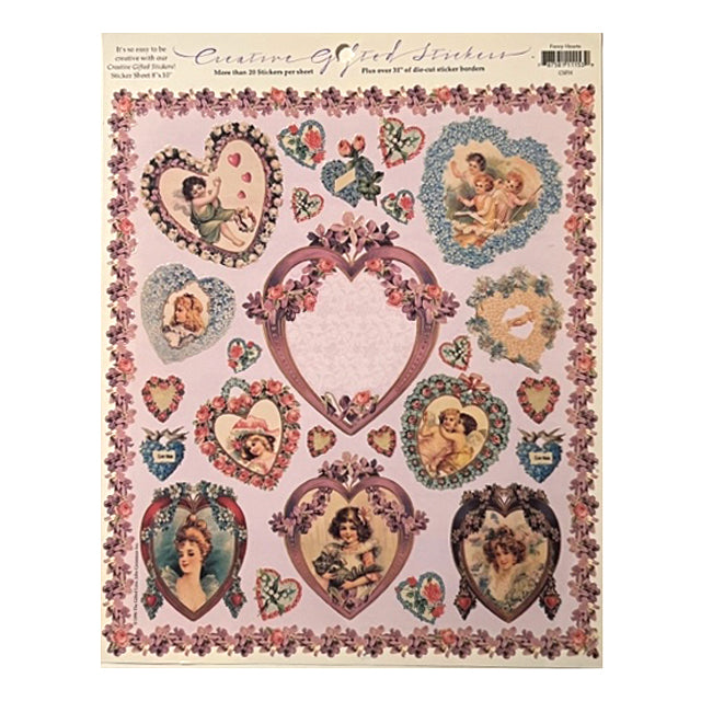 Valentine's Day Hearts, CUT & PEEL Sticker Sheet, Victorian Romantic V –  Rare Paper Detective