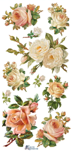 IMPERFECT: 100 sheets Pink and White Rose stickers