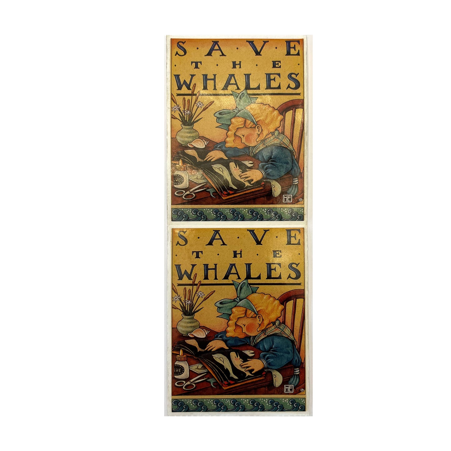 Mary Engelbreit Save the Whales Sticker - 2 pcs