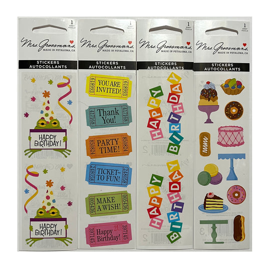 Mrs. Grossman's Birthday Sticker Strips - New in Package