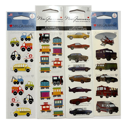 Mrs. Grossman's Trains and Iridescent Cars Sticker Strips - New in Package