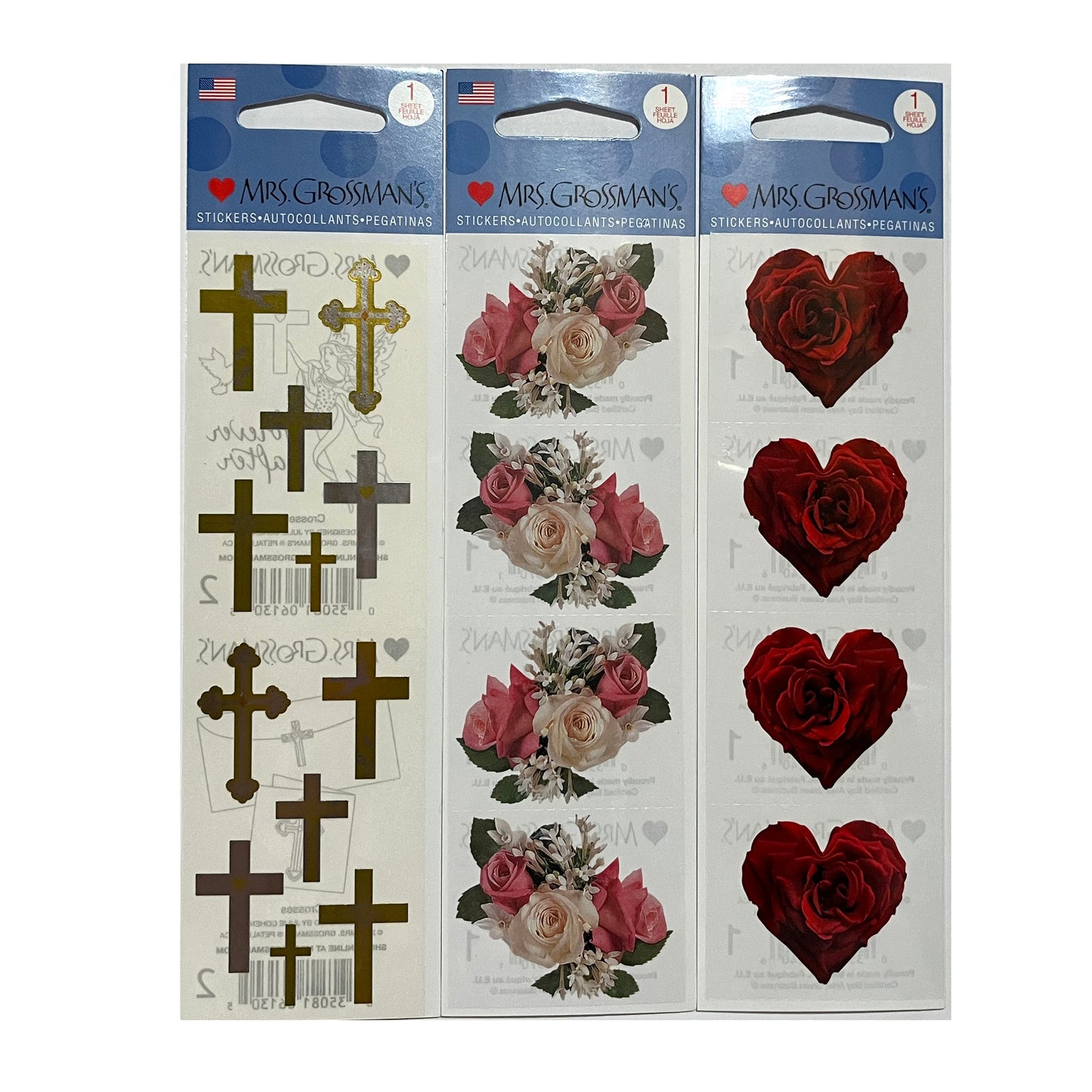 Mrs. Grossman's Cross and Roses Sticker Strips - New in Package