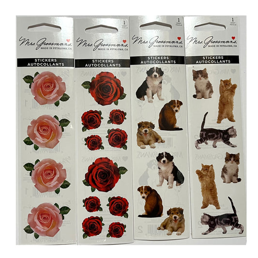 Mrs. Grossman's  Animals and Roses Sticker Strips - New in Package