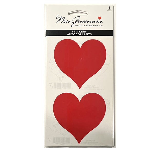 Mrs Grossman's Jumbo Red Heart Stickers *New in Package*