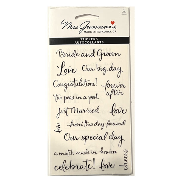 Mrs. Grossman's Wedding Sayings Stickers *NEW in PACKAGE*
