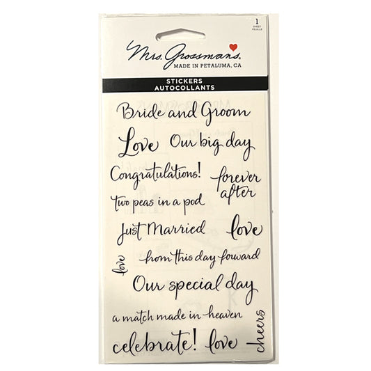 Mrs. Grossman's Wedding Sayings Stickers *NEW in PACKAGE*