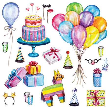 BULK BUY: 25 sheets Birthday Party Stickers