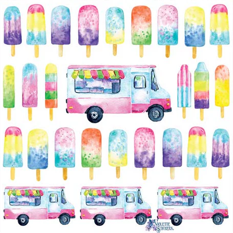 BULK BUY: 50 sheets Ice Cream Truck Stickers