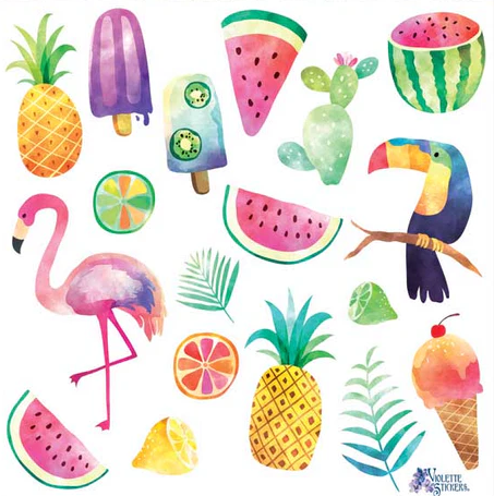 BULK BUY: 50 sheets Tropical Summer Stickers