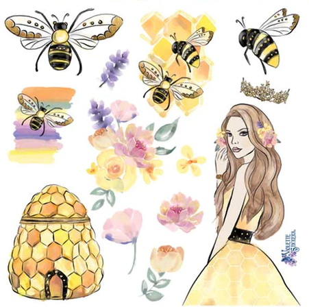 BULK BUY: 50 sheets Bees and Honey Girl Stickers
