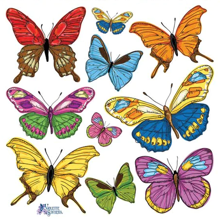 BULK BUY: 25 sheets Bright Butterfly Stickers