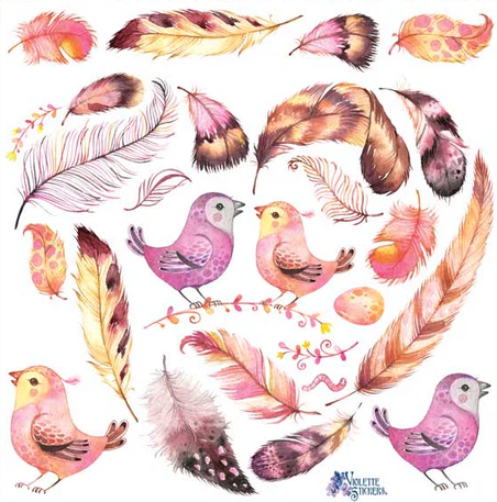 BULK BUY: 50 sheets Birds and Feathers Stickers