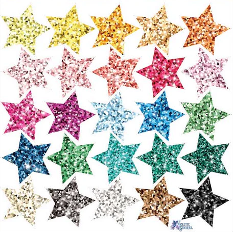BULK BUY: 100 sheets Glitter Multi Colored Stars Stickers