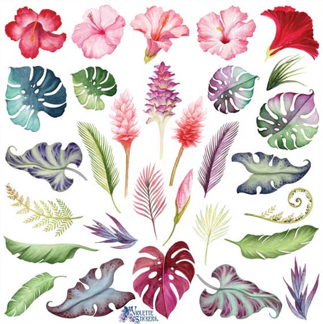 BULK BUY: 25 sheets Mini Tropical Plant Stickers