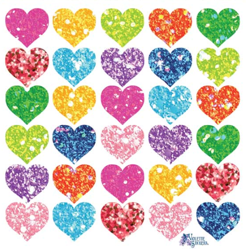 BULK BUY: 100 sheets Glitter Heart Stickers