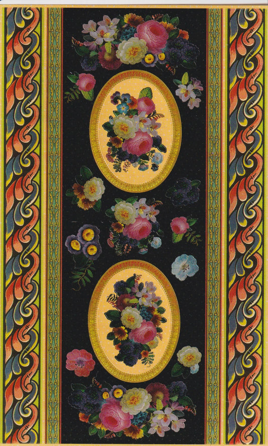 GIFTED LINE: Detailed Victorian Border Roses Black and gold