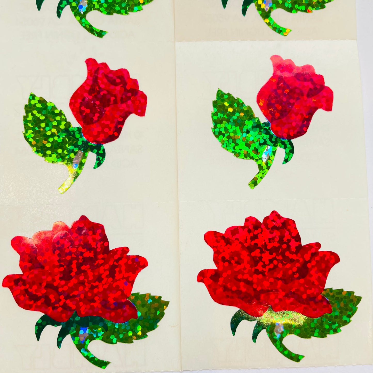 HAMBLY: Red Rose Glitter Stickers - 4 pcs