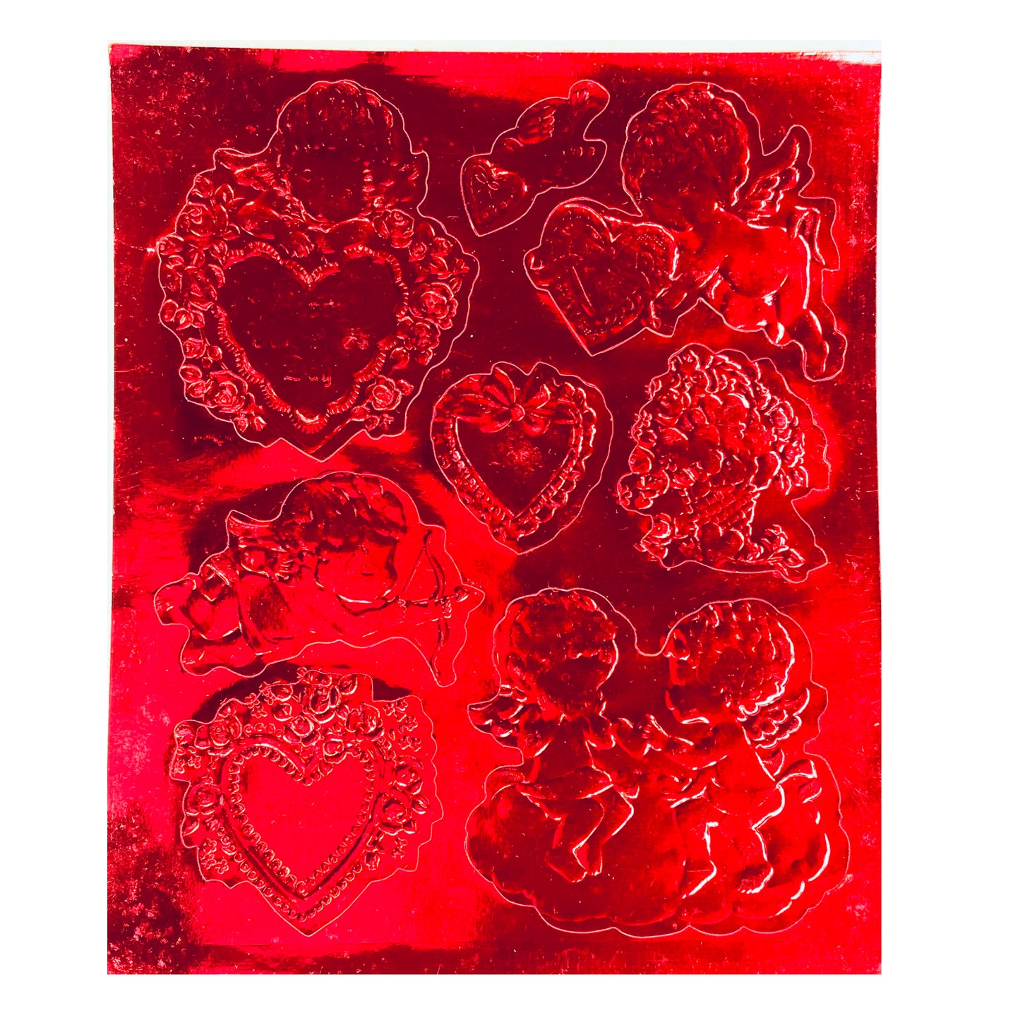Red Foil Heart Stickers - 775749206197
