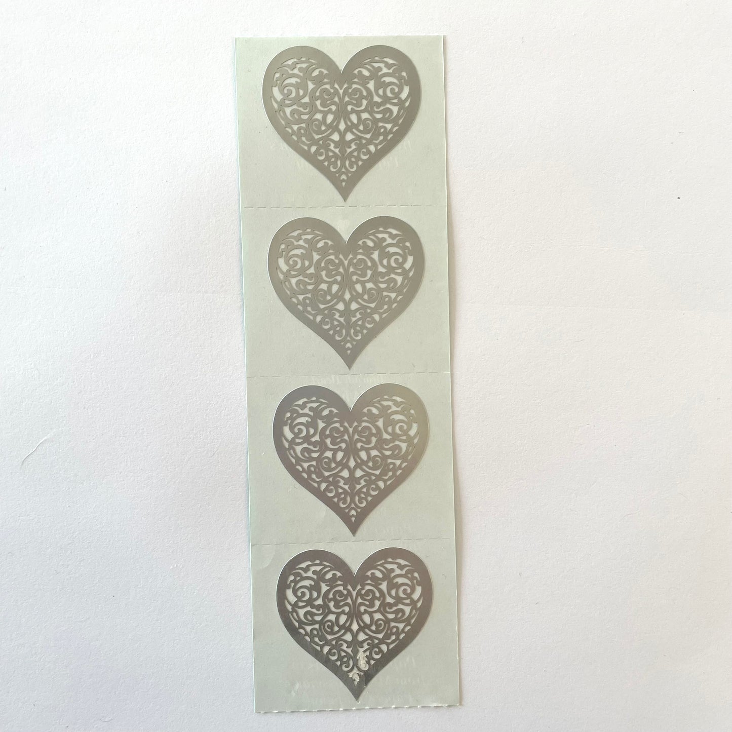 Mrs. Grossman's: Valentine's Silver Filagree Heart Stickers