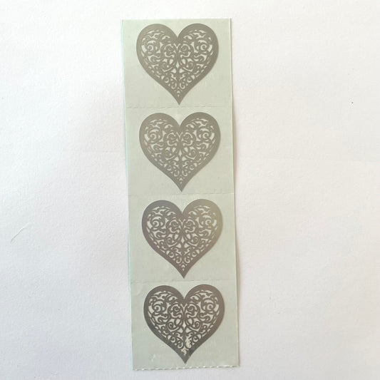 Mrs. Grossman's: Laser Cut Silver Heart Stickers