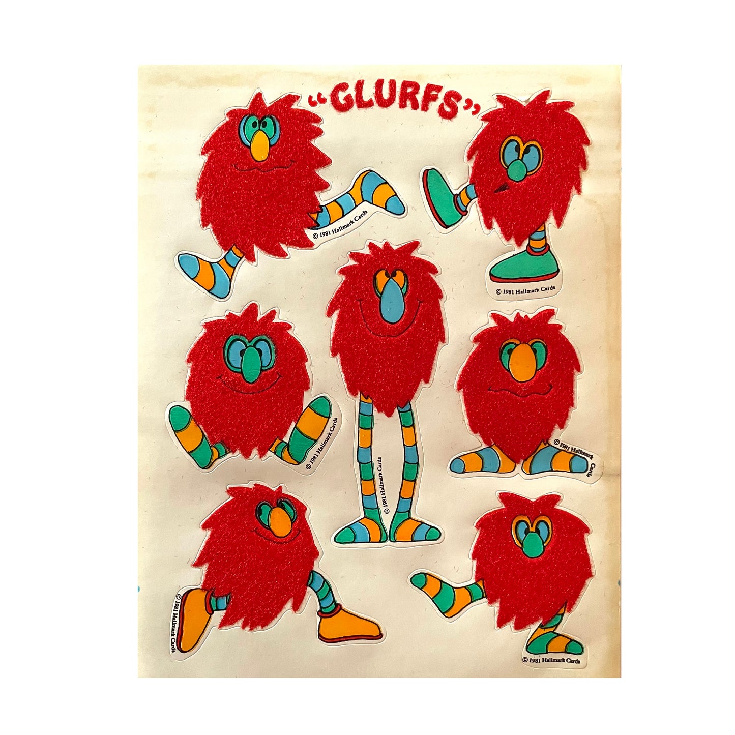 HALLMARK: Fuzzy Red Glurfs Stickers