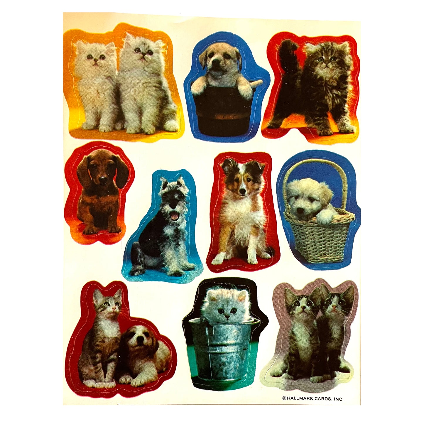 HALLMARK: Puppy and Kitten Stickers with outlines