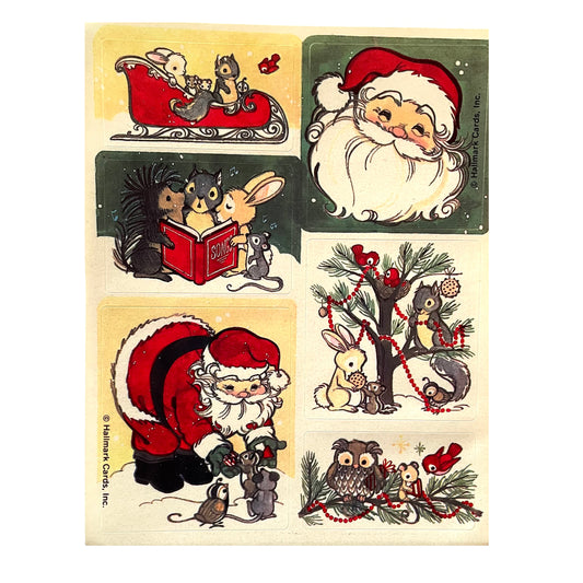 HALLMARK: Christmas Vintage Santa Squares Stickers