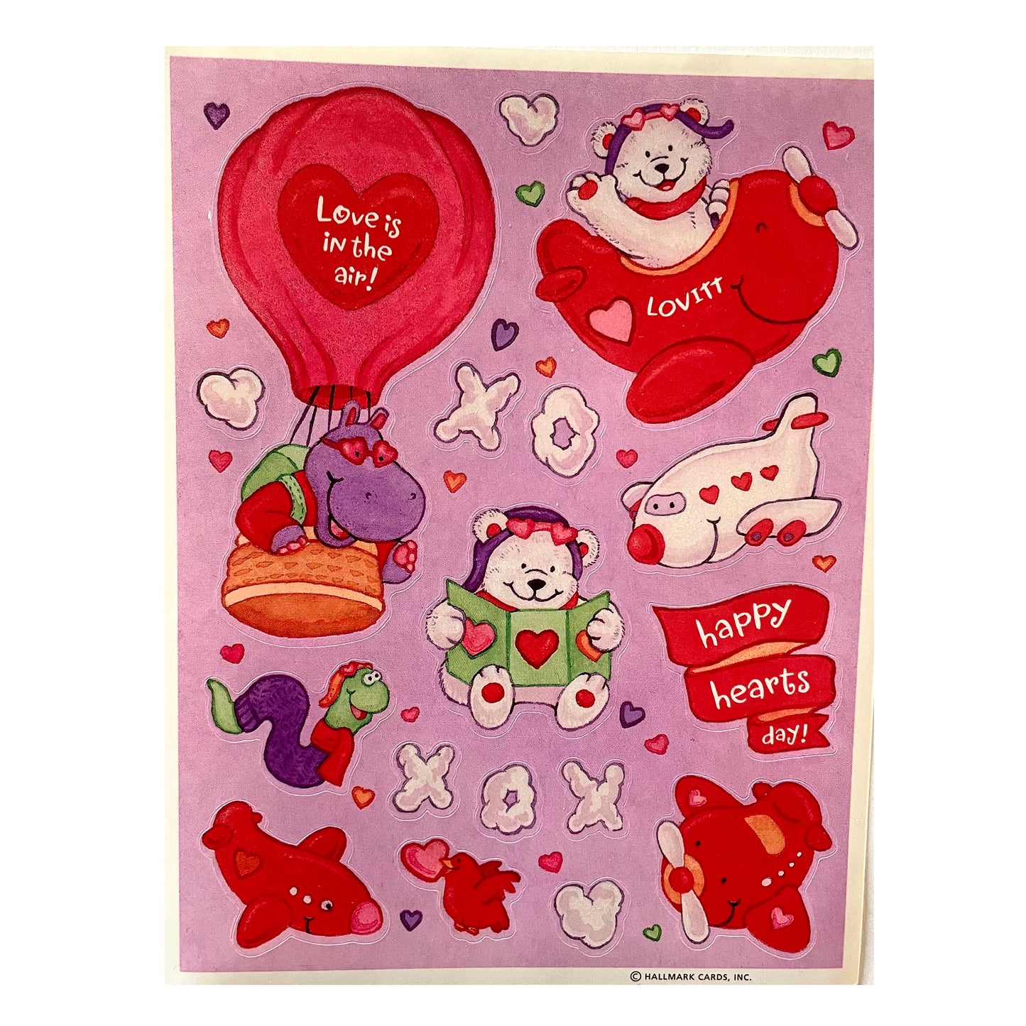 HALLMARK: Valentine's Hippo and Airplanes Stickers