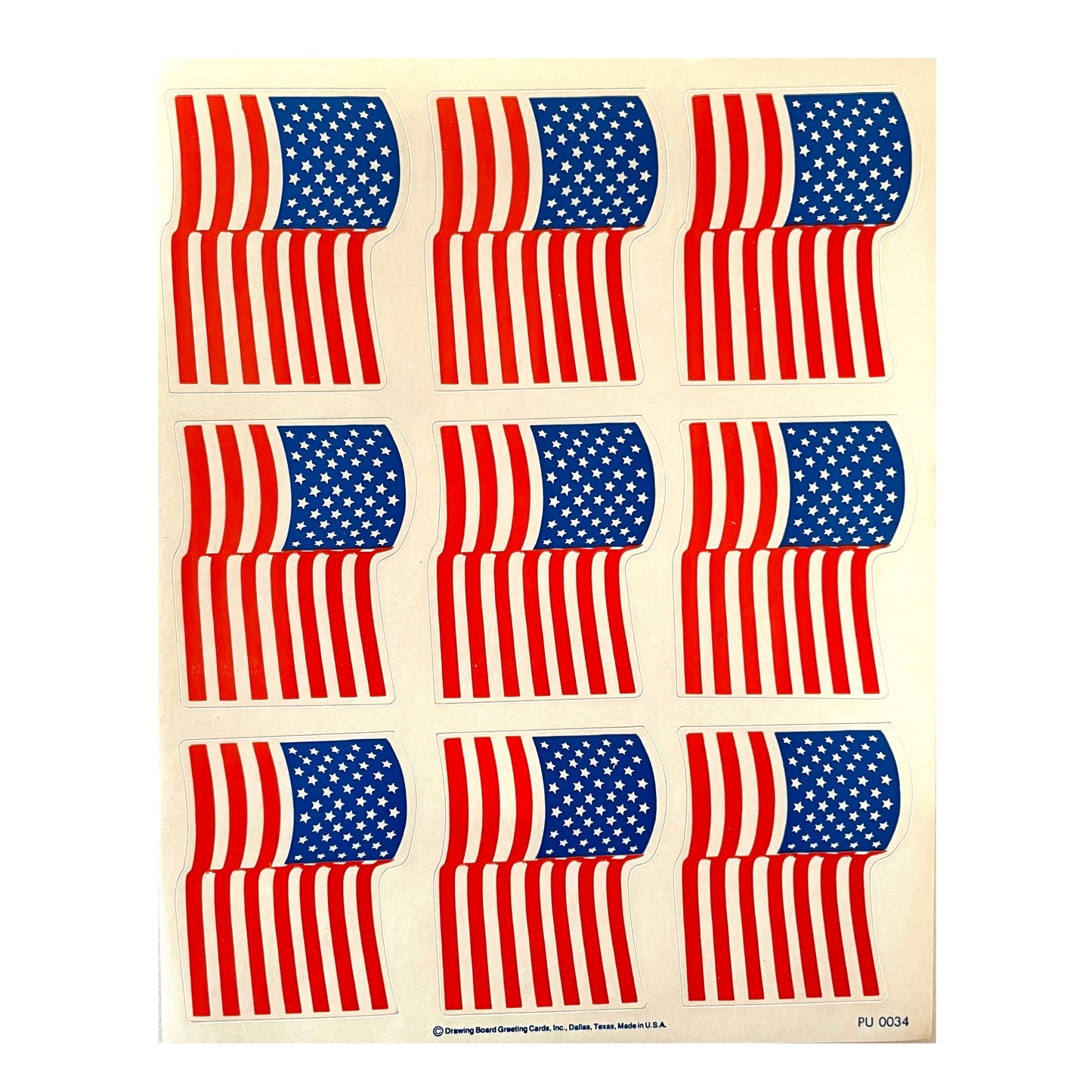 HALLMARK: US Flags 9 large Stickers