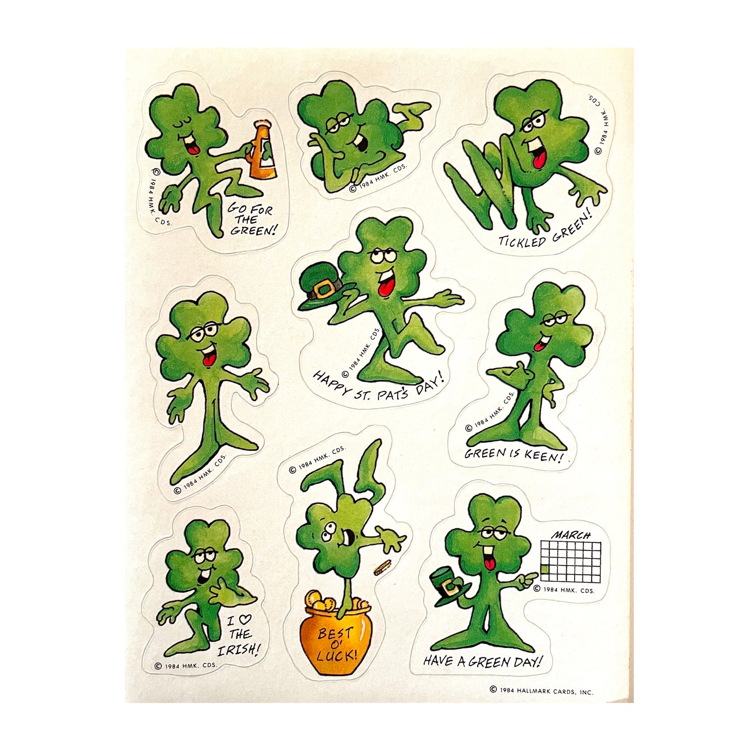HALLMARK: St. Patrick's Talking Four Leaf Clover Stickers