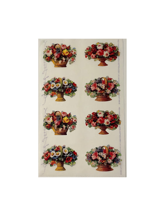 GIFTED LINE: Eight Victorian Flower Basket Stickers