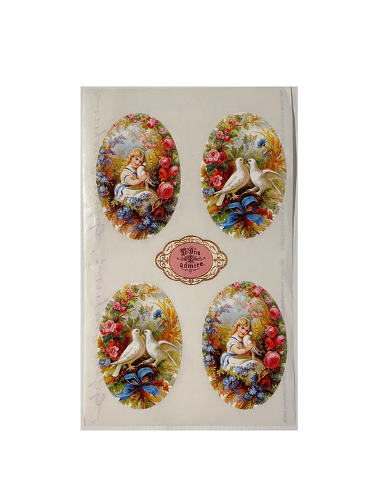 GIFTED LINE: Oval Doves Stickers