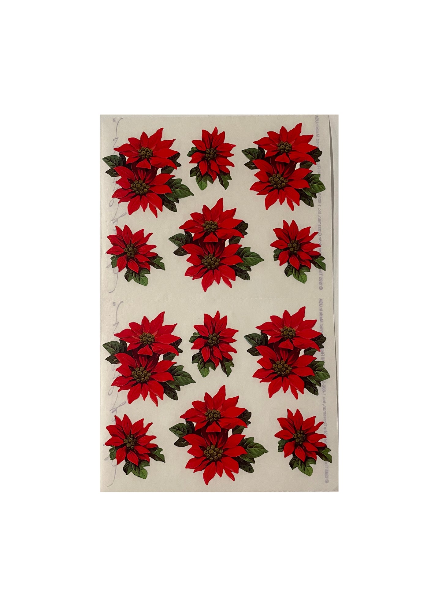 GIFTED LINE: Red Poinsettia Christmas Flower Stickers