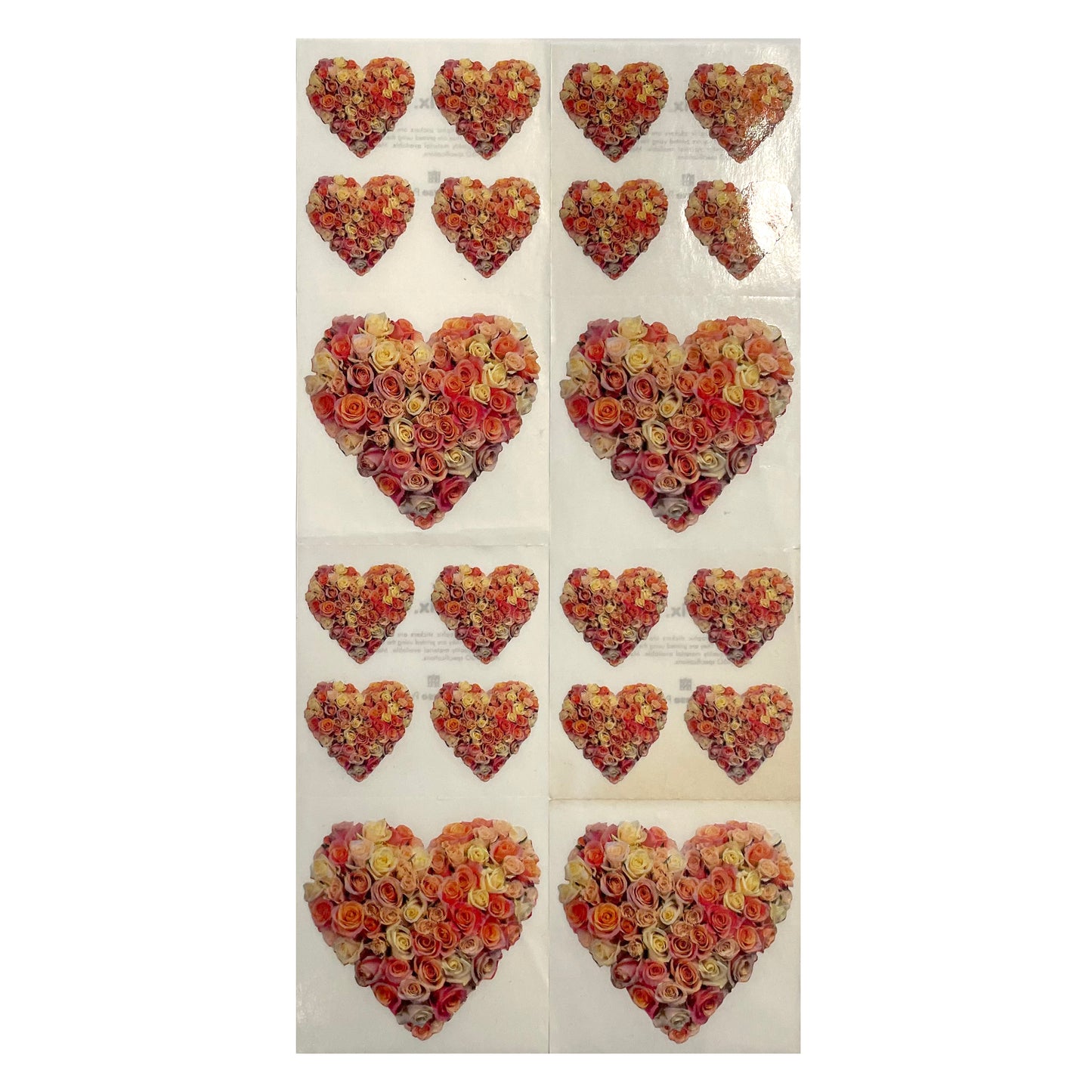 Paper House: Photoreal Roses in Heart Shape Stickers - 8 pcs