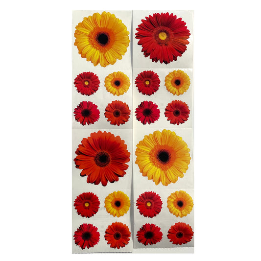Paper House: Photoreal Yellow and Red Gerber Daisy mixed size Stickers - 8 pcs