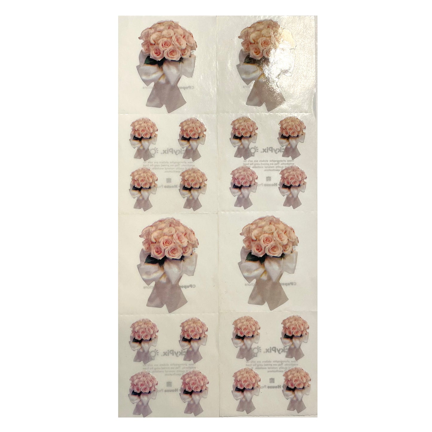 Paper House: Photoreal Rose Wedding Bouquet stickers - 8 pcs