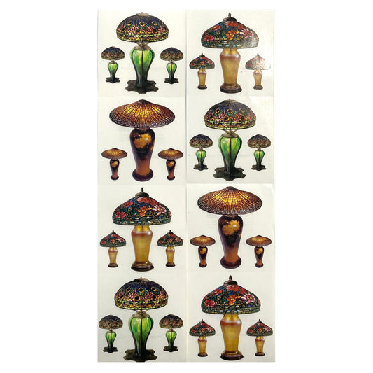 Paper House: Photoreal Stained Glass Tiffany Lamps stickers - 8 pcs