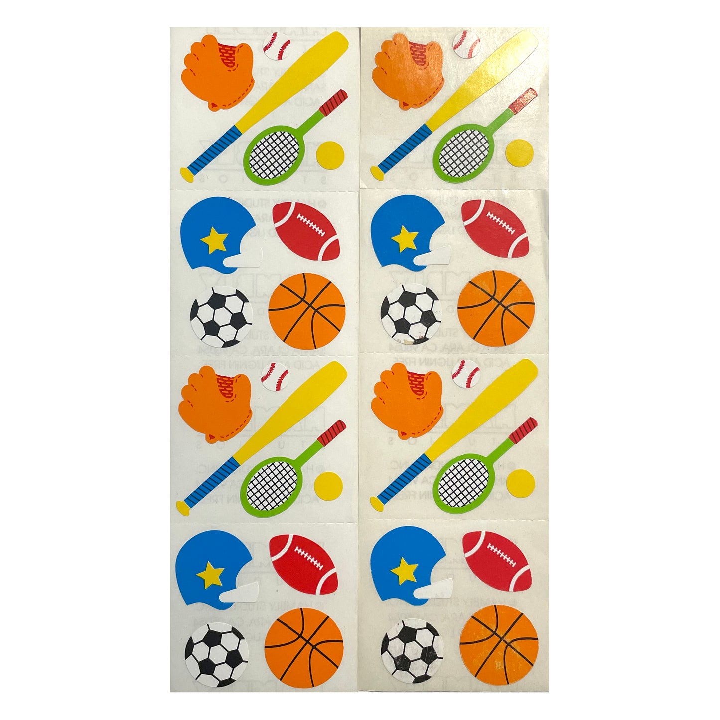 HAMBLY: Paper Sports Equipment stickers *RARE*