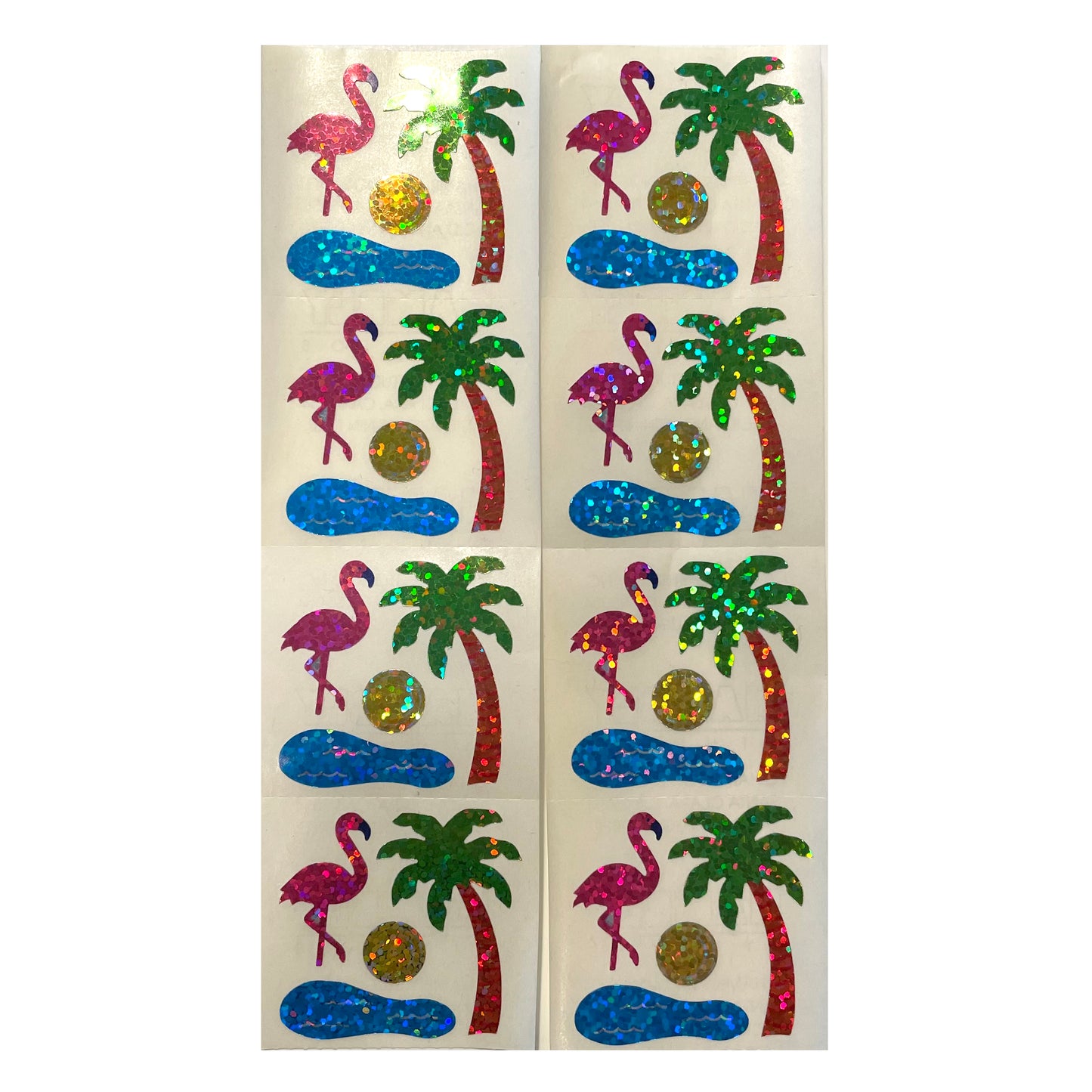 HAMBLY: Flamingo and Palm Tree glitter stickers *RARE*
