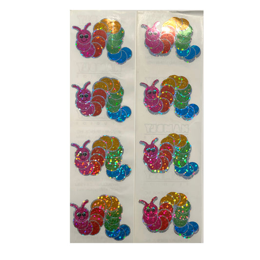 HAMBLY: Rainbow Inchworm glitter stickers *RARE*