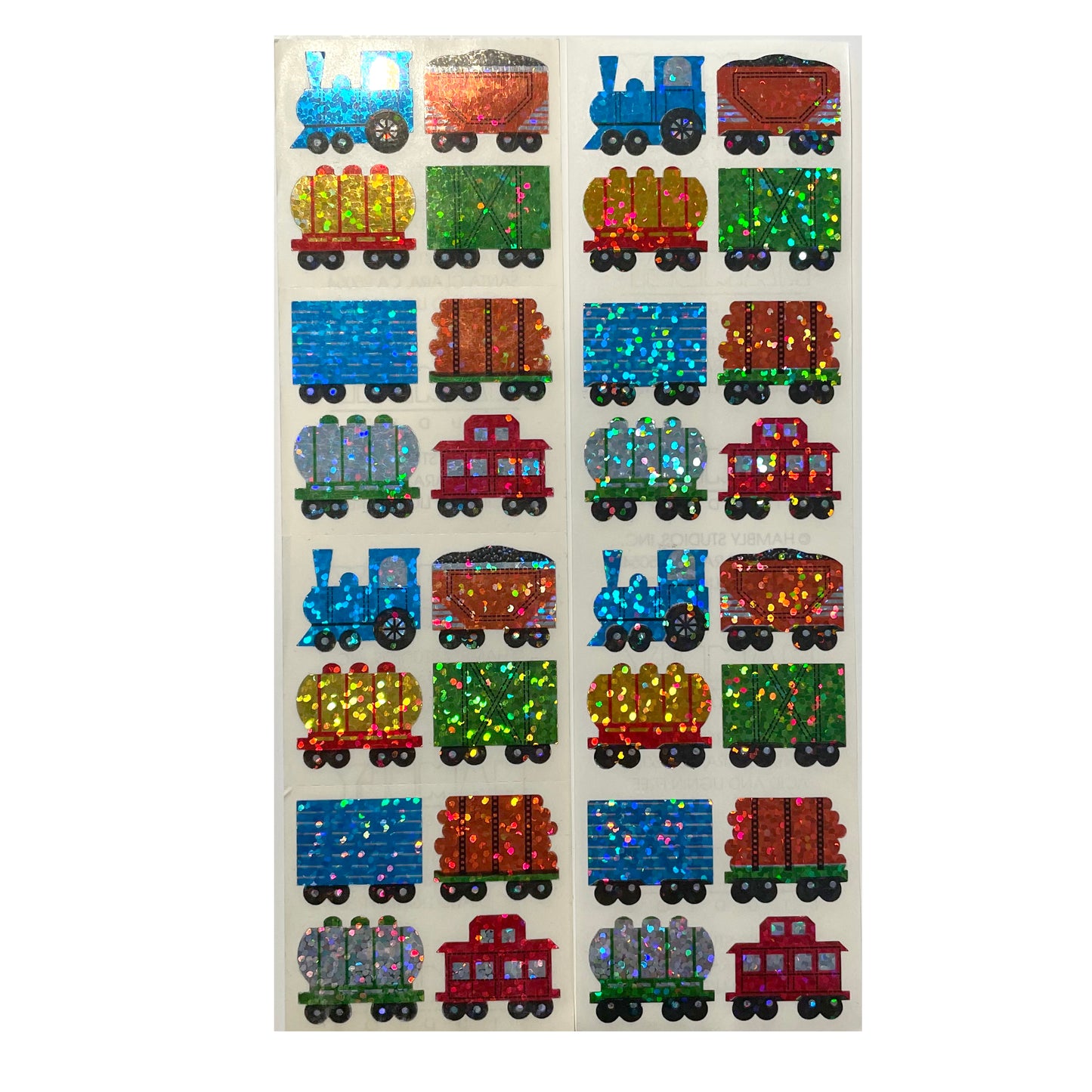 HAMBLY: Train Cars Glitter Stickers - 4 pcs