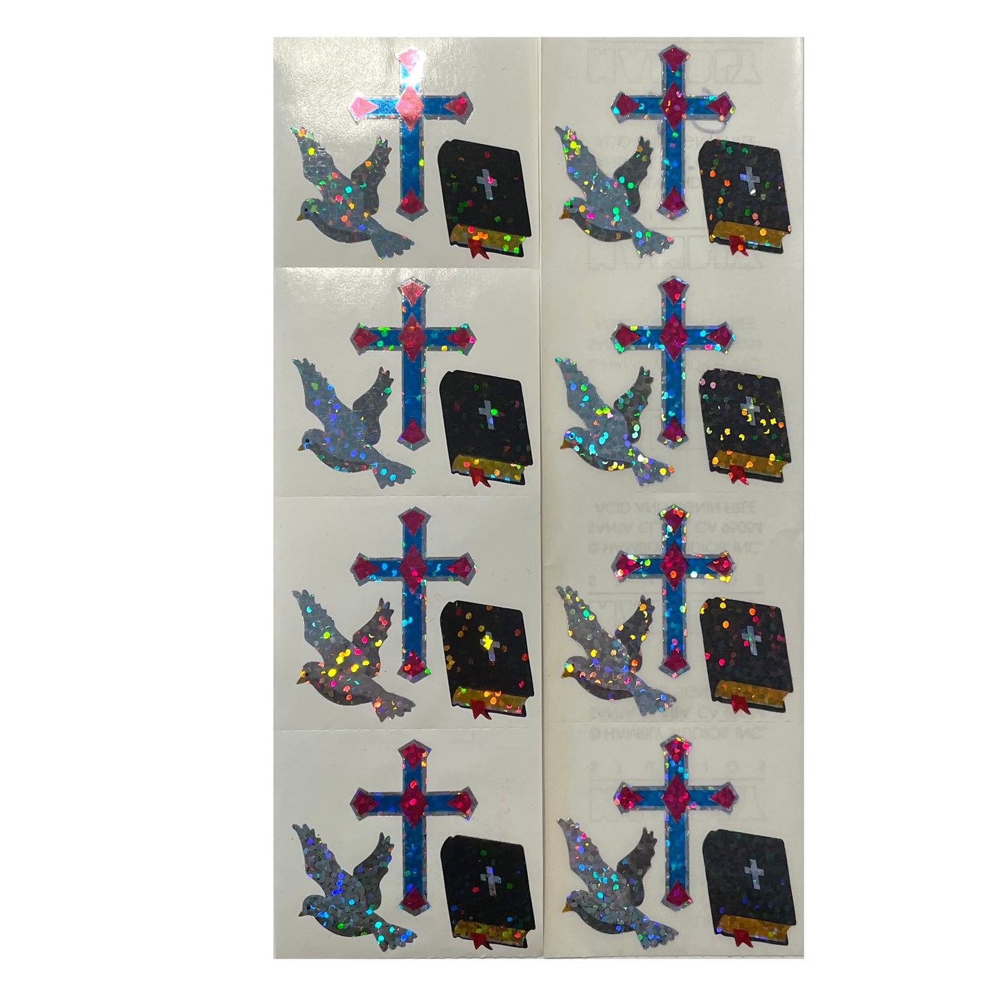 HAMBLY: Dove, Cross and Bible glitter stickers