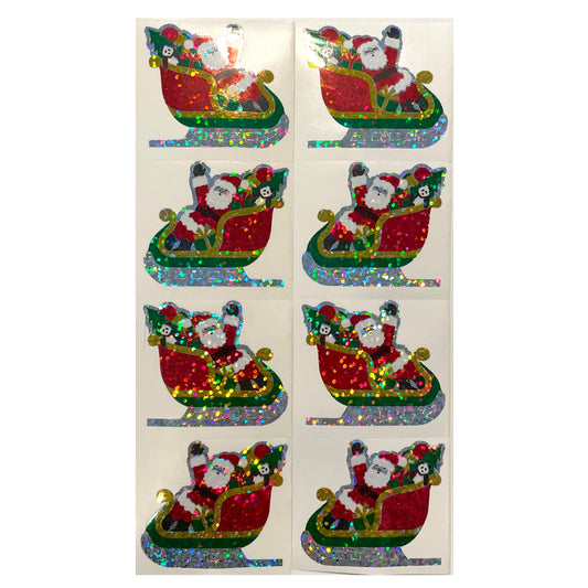 HAMBLY:Santa in Sleigh glitter stickers
