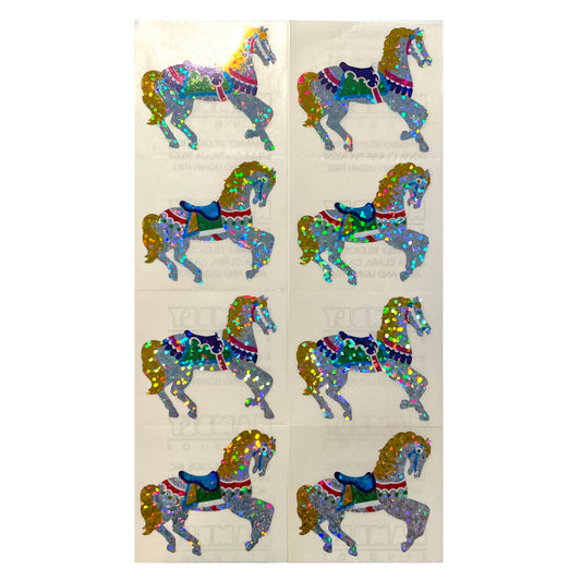 HAMBLY: Carousel Horse glitter stickers  *RARE*